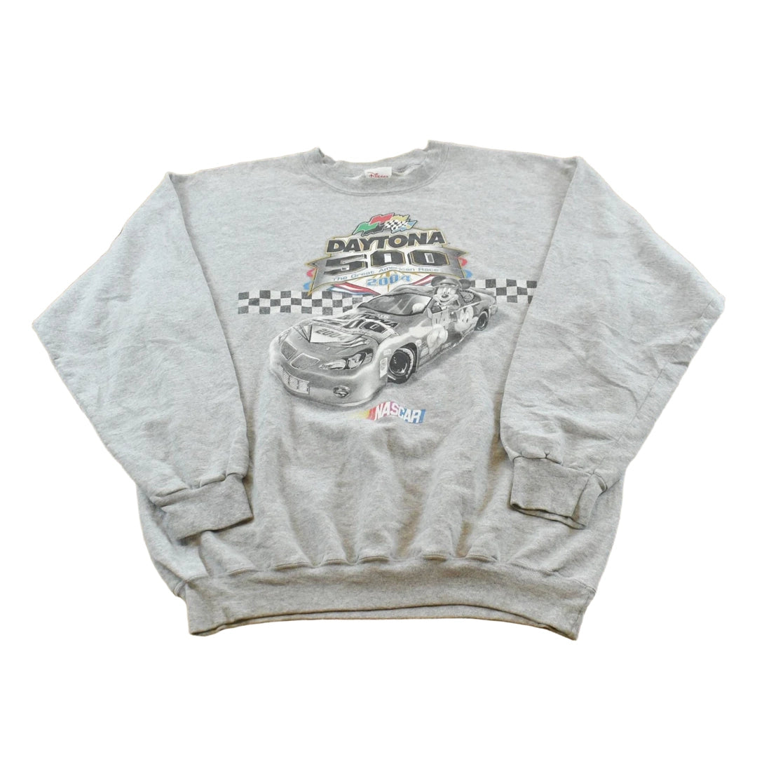 Vintage 2004 Nascar Walt Disney Mickey Mouse Daytona 500 Crewneck Sweatshirt Men's L