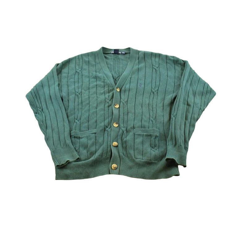 Vintage 1990s Nautica Cable Knit Cotton Cardigan Sweater Men's L