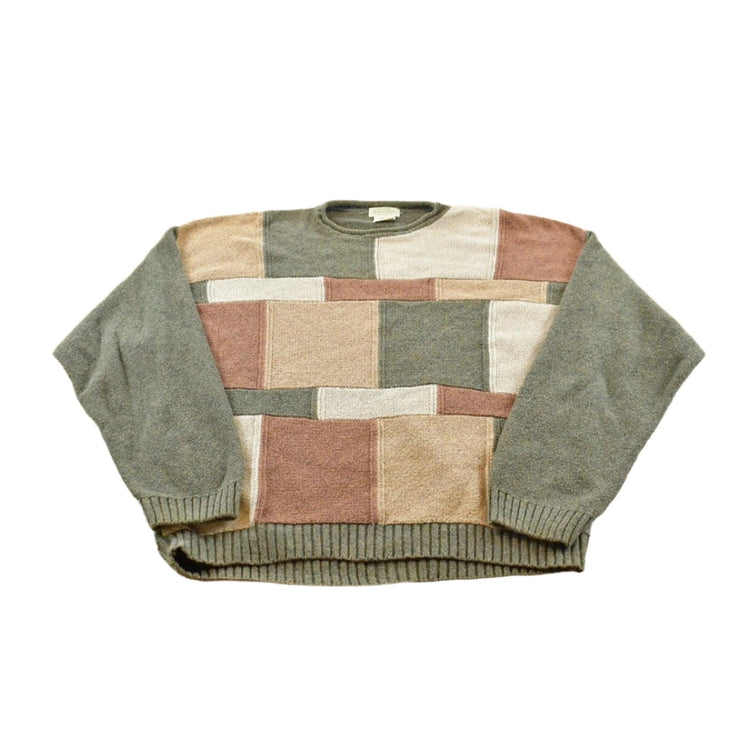 Vintage 1990s St John's Bay Color Block Cotton Acrylic Knit Crewneck Sweater Men's XL