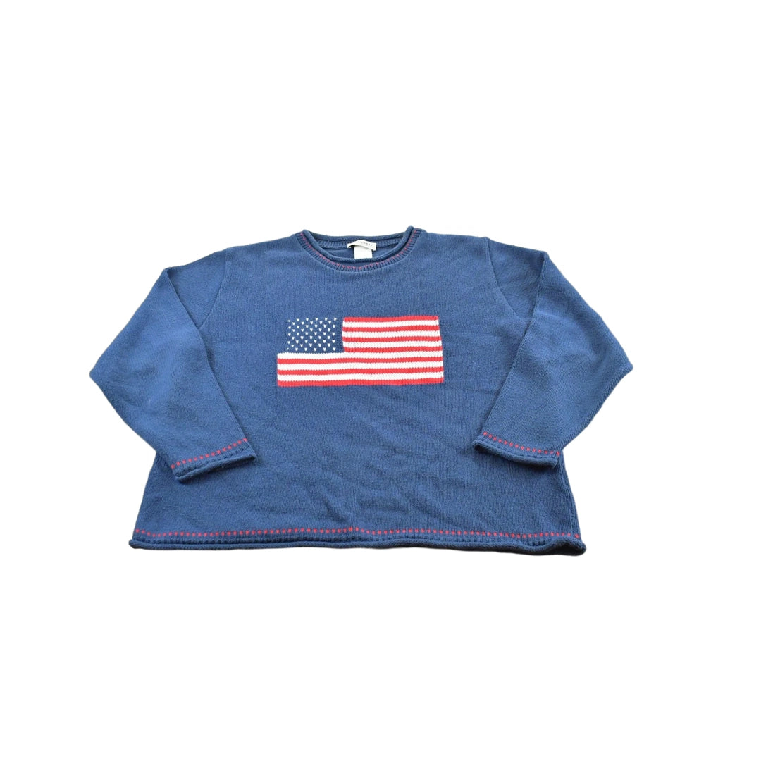 Vintage 1990s Parkhurst Cotton Acrylic Knit American Flag Sweater Men's L