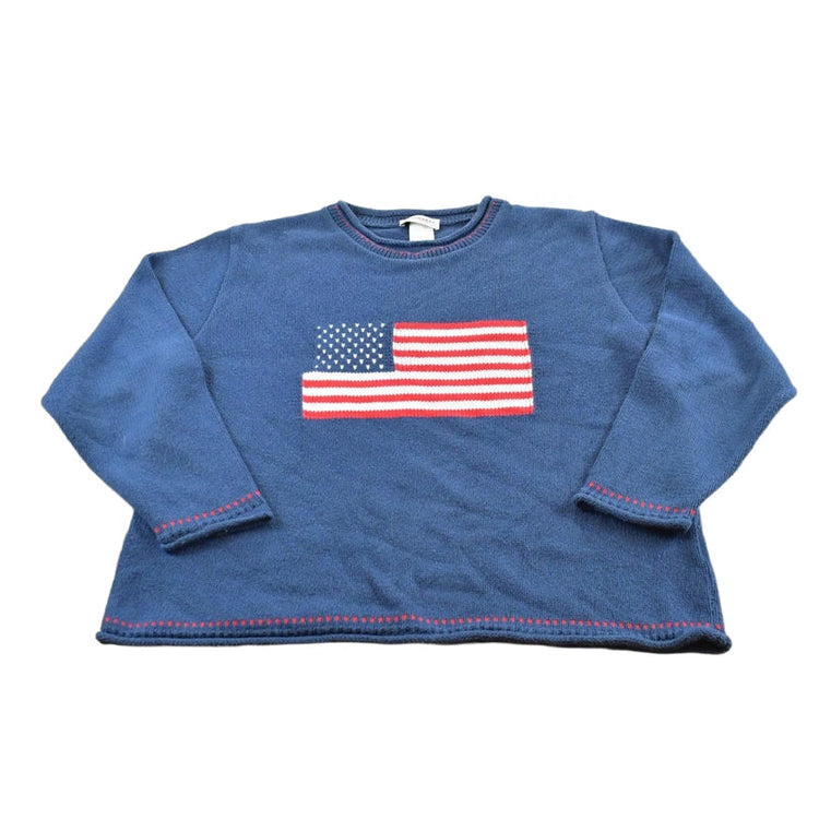 Vintage 1990s Parkhurst Cotton Acrylic Knit American Flag Sweater Men's L