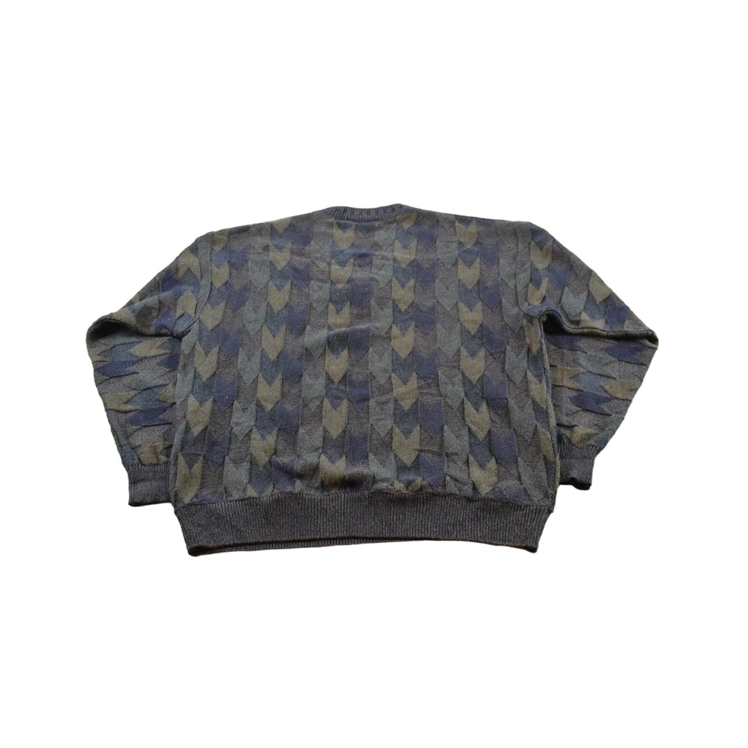 Vintage 1980s Massimo Boni Wool Acrylic Knit V-Neck Sweater Men's L