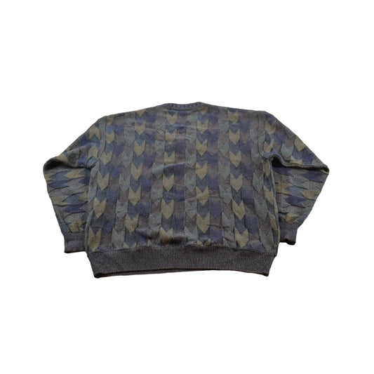 Vintage 1980s Massimo Boni Wool Acrylic Knit V-Neck Sweater Men's L