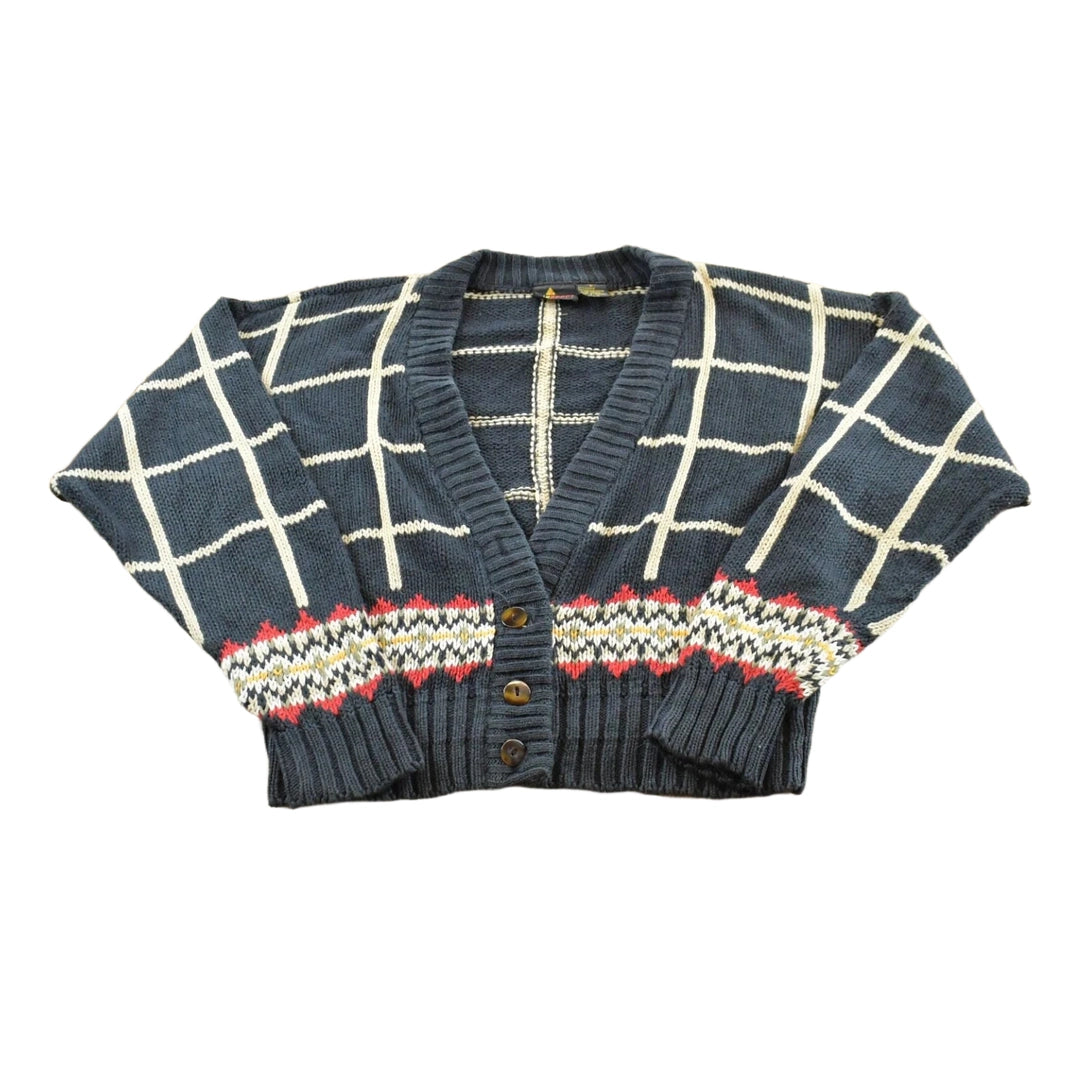Vintage 1980s Liz Sport Knit Cotton Cardigan Sweater Women's S