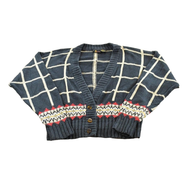 Vintage 1980s Liz Sport Knit Cotton Cardigan Sweater Women's S