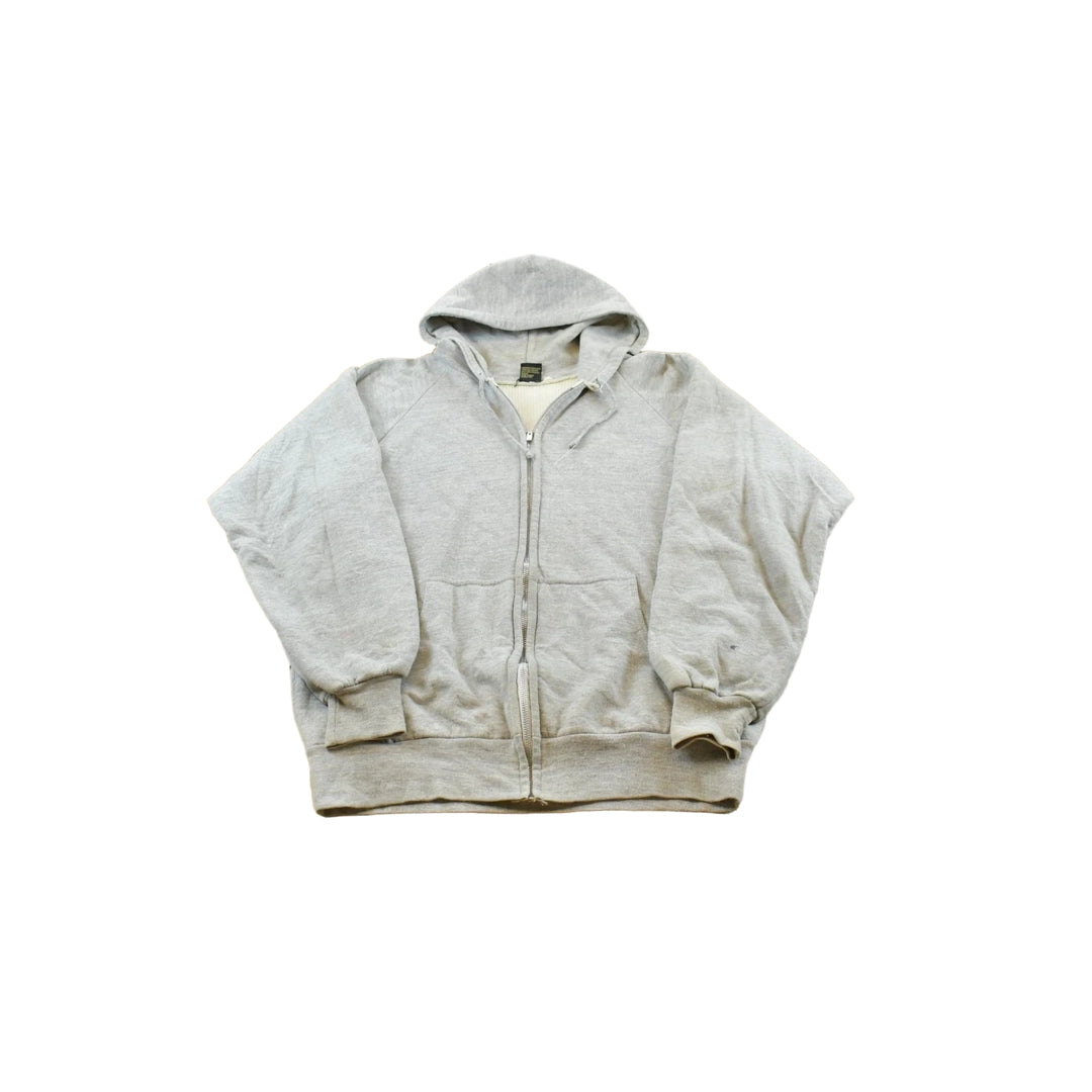 Vintage 1990s Bronzini Blank Grey Thermal Lined Full Zip Hoodie Men's L