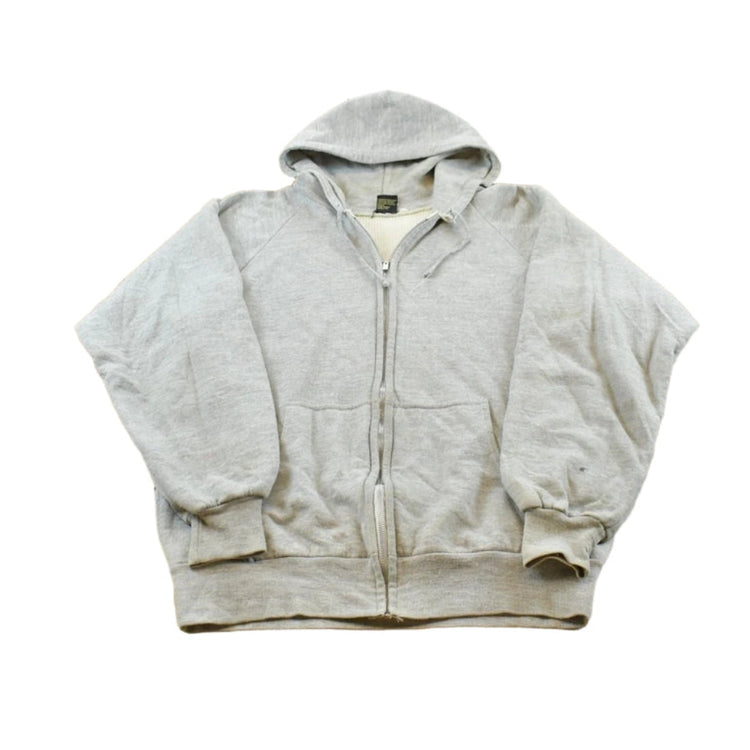 Vintage 1990s Bronzini Blank Grey Thermal Lined Full Zip Hoodie Men's L
