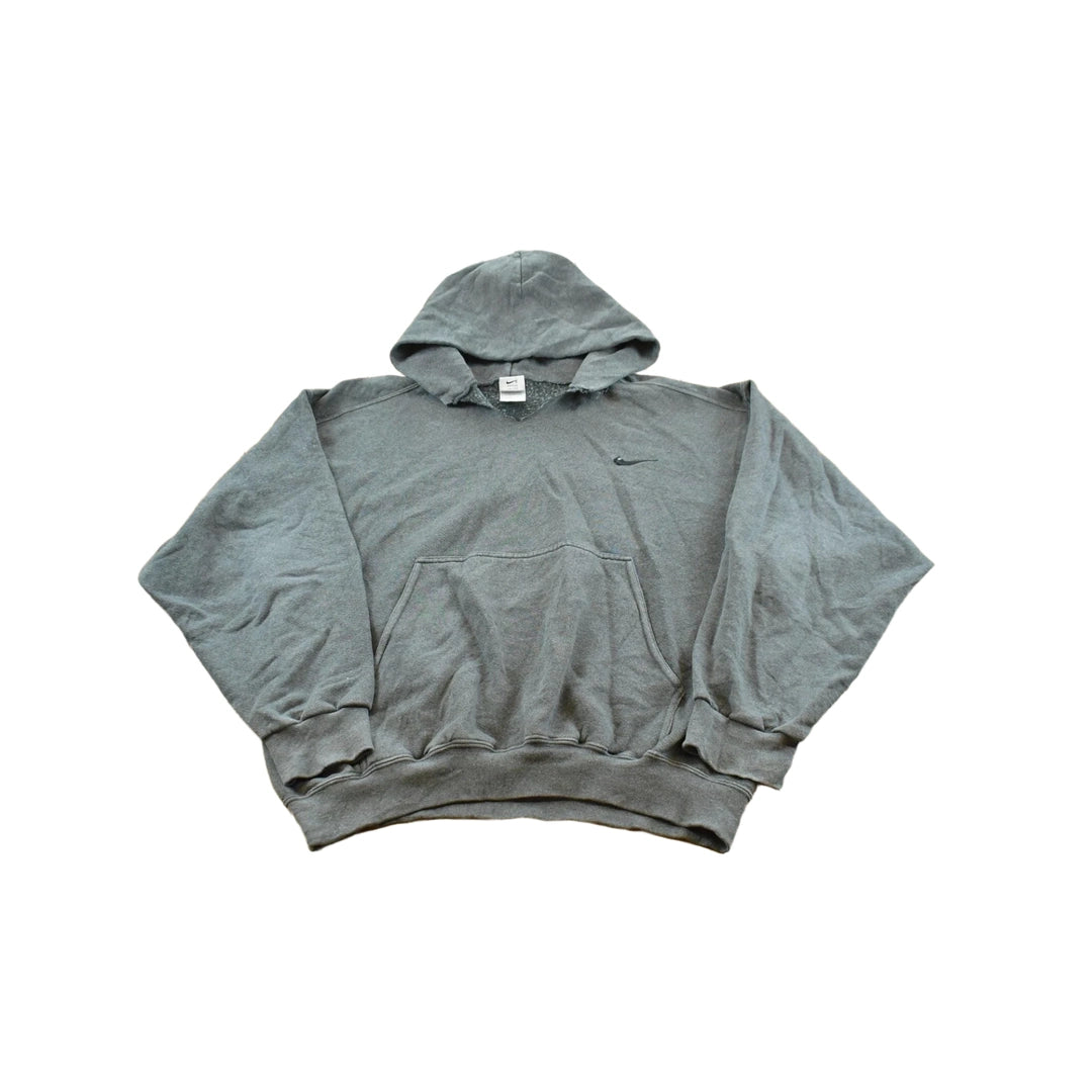 Vintage 1990s Cut Collar Nike Mini Swoosh Hoodie Men's L