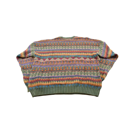 Vintage 1990s Old Glory Knit Cotton Striped Crewneck Sweater Men's XL