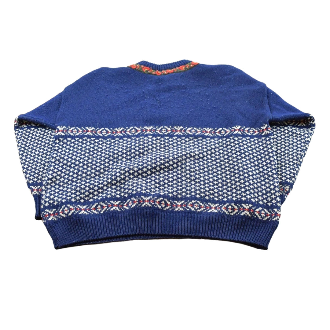 Vintage 1990s Norwool Wool Knit Abstract Pattern Sweater Men's L