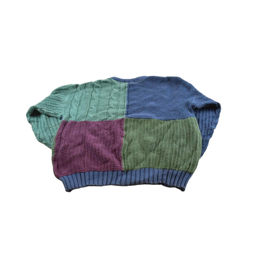 Vintage 1990s Eddie Bauer Color Block Cotton Knit Crewneck Pullover Sweater Men's L
