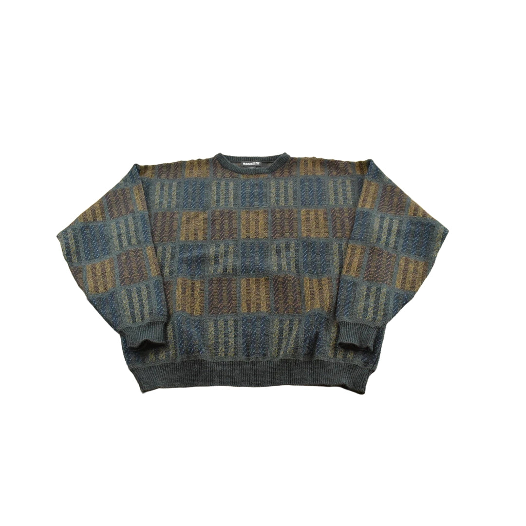 Vintage 1990s Serafini Acrylic Knit Crewneck Sweater Men's L