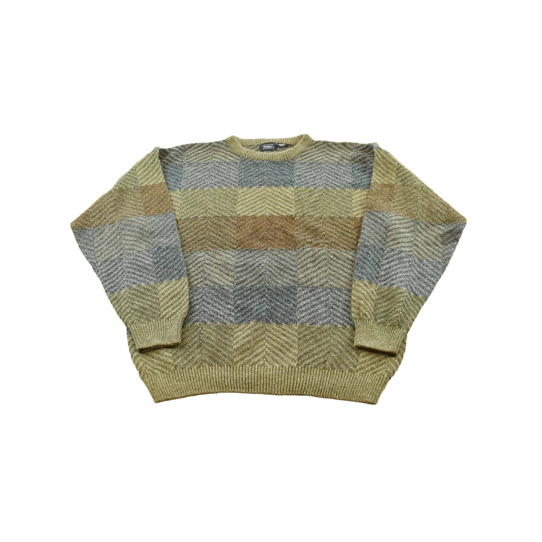 Vintage 1990s Haggar Knit Abstract Crewneck Sweater Mens XL Men's Large