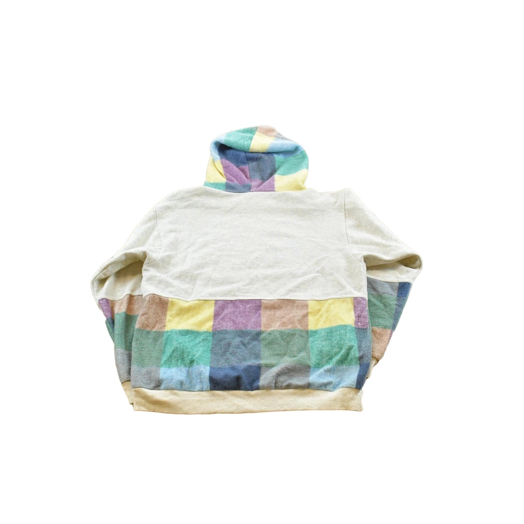 Vintage 1990s San Francisco Fleece Cotton Plaid Two Tone Souvenir Hoodie Sweatshirt Men's M