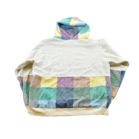 Vintage 1990s San Francisco Fleece Cotton Plaid Two Tone Souvenir Hoodie Sweatshirt Men's M