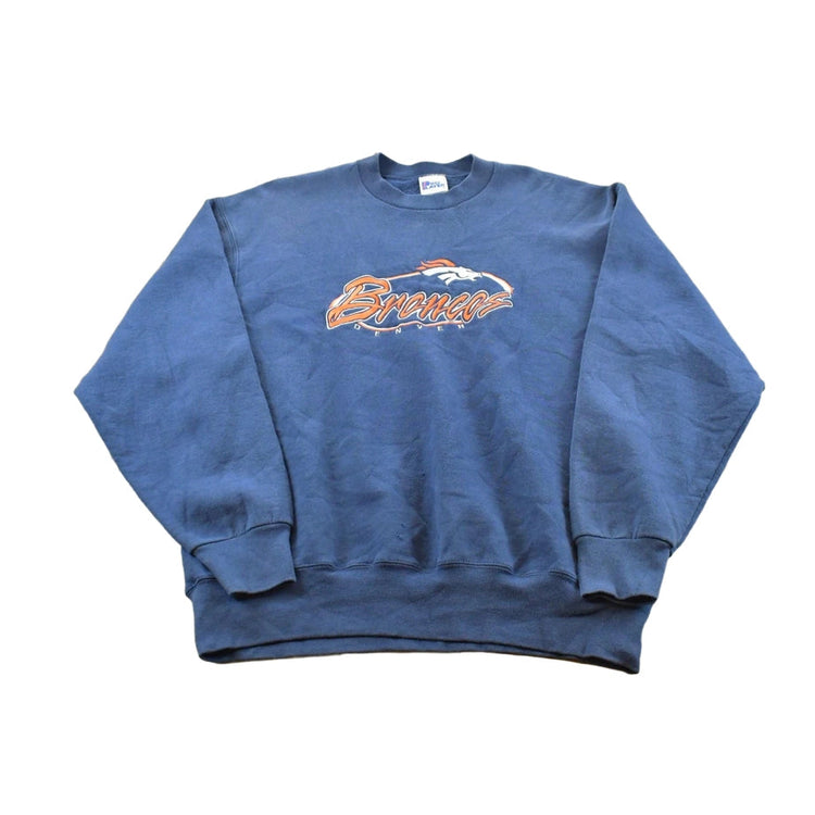 Vintage 1990s Pro Player Denver Broncos Embroidered NFL Crewneck Sweatshirt Men's L