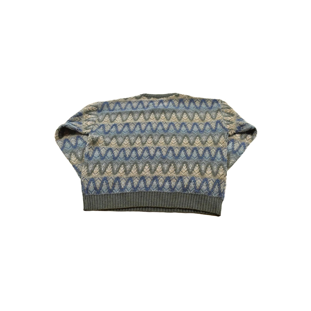 Vintage 1990s Towncraft Striped Acrylic Knit Crewneck Sweater Men's M