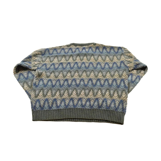 Vintage 1990s Towncraft Striped Acrylic Knit Crewneck Sweater Men's M