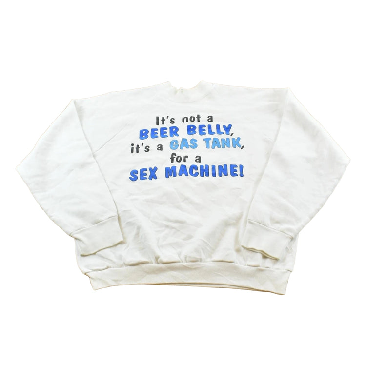 Vintage 1990s Beer Belly Gas Tank Sex Machine Funny Parody Sweatshirt Men's M