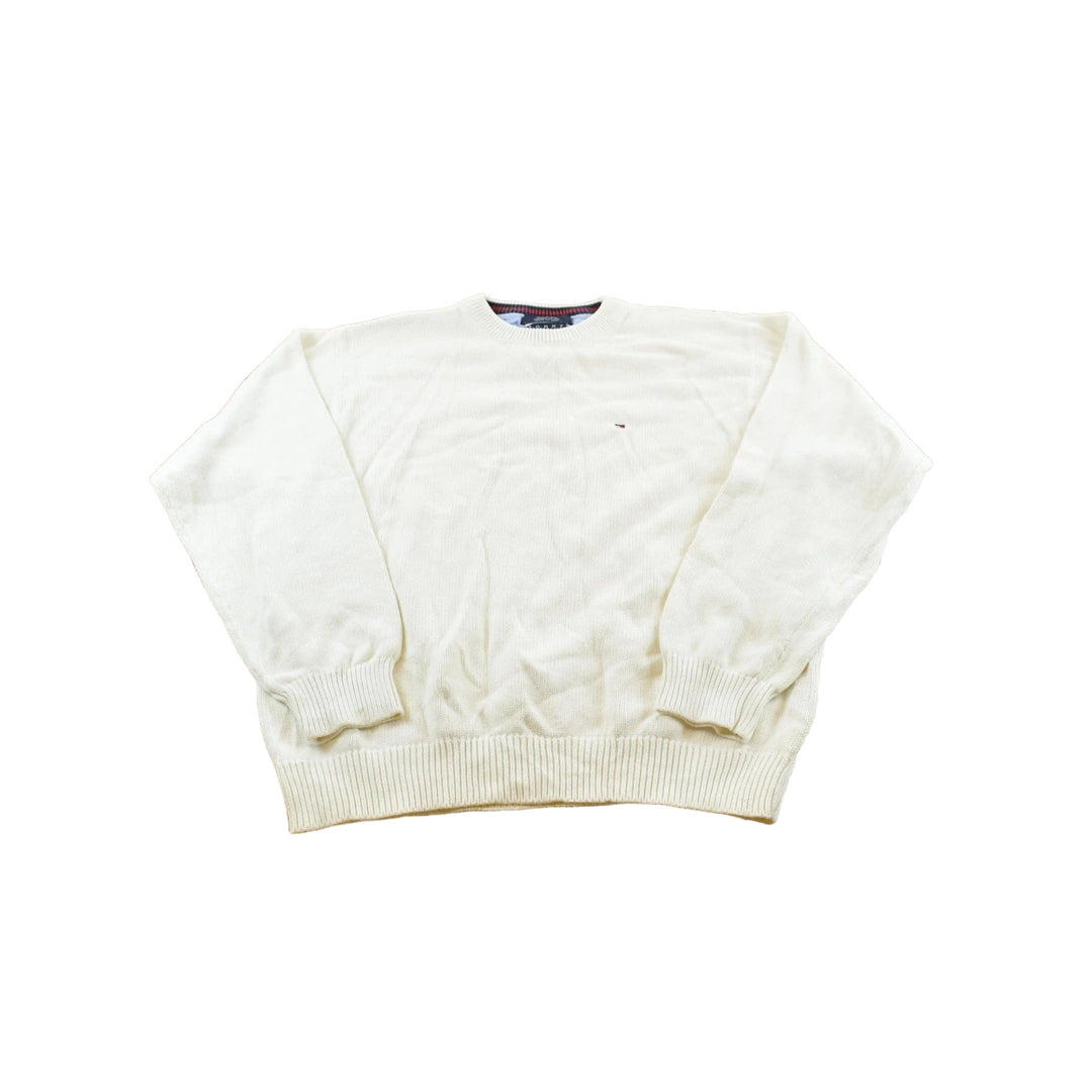 Vintage 1990s Tommy Hilfiger Knit Mini Flag Logo Sweater Men's L