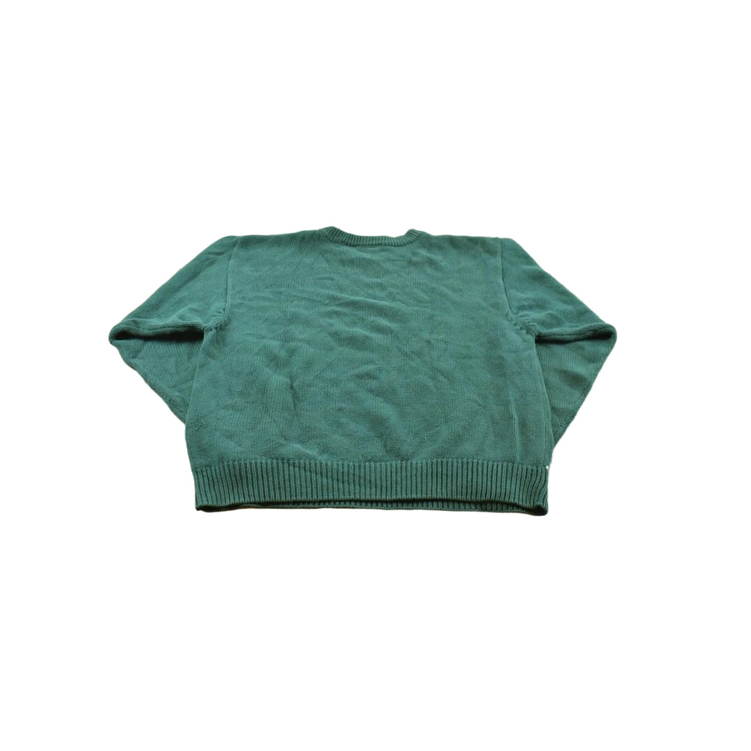Vintage 1990s Liz Sport Argyle Pattern Cotton Knit Crewneck Sweater Women's M