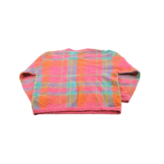 Vintage 1990s Gallagher Plaid Mohair Blend Knit Crewneck Sweater Women's L