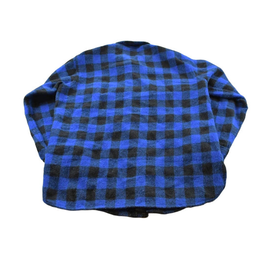 Vintage 1980s Woolrich Blue Buffalo Check Plaid Wool Shirt Men's M