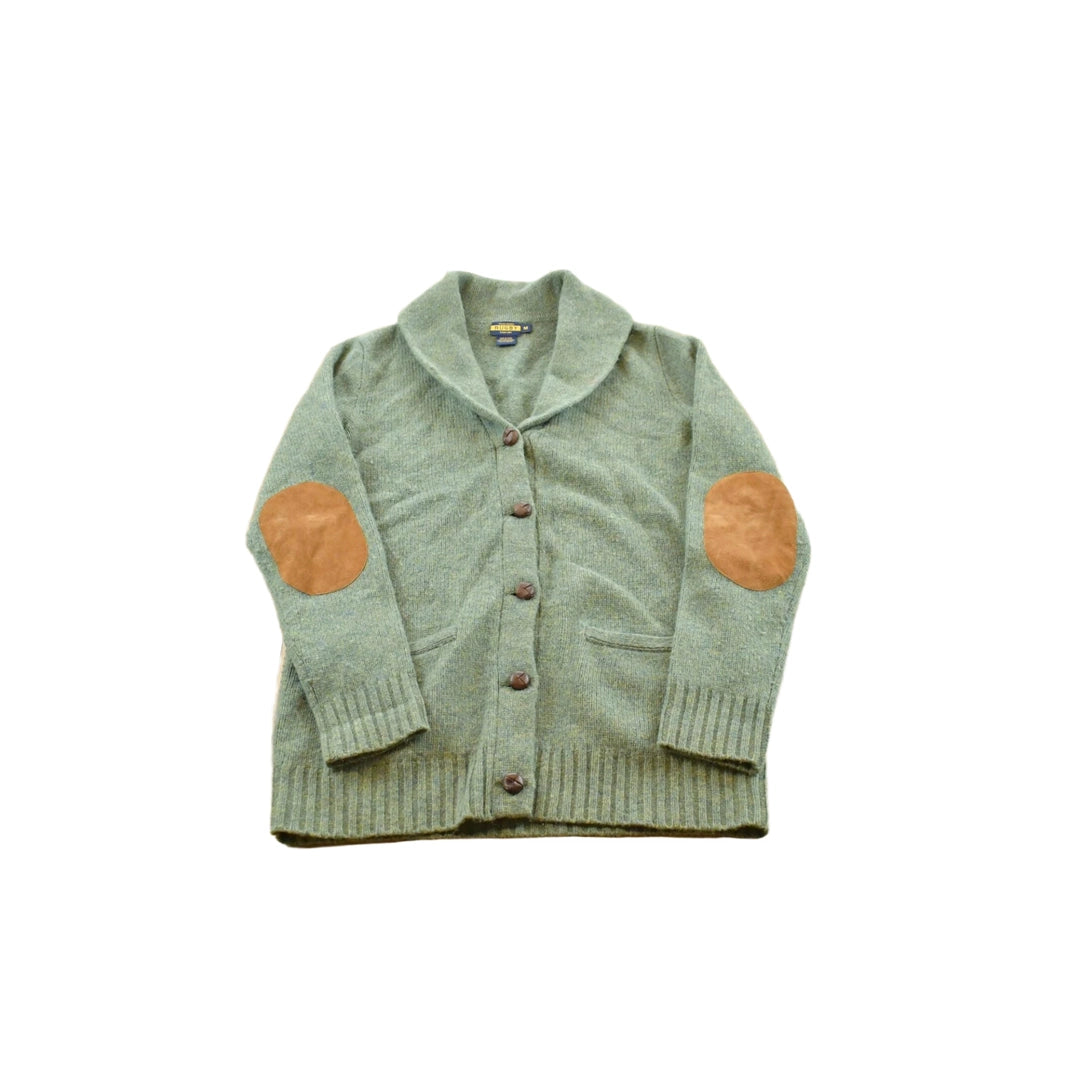 Vintage 2000s Ralph Lauren Rugby Wool Knit Shawl Collar Cardigan Sweater Women's M