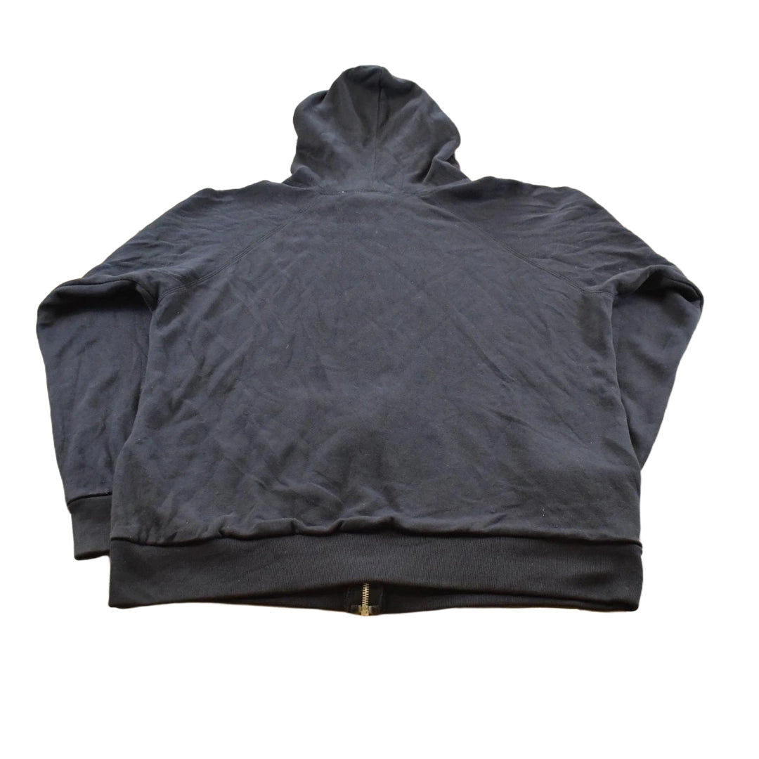 Vintage 1980s McGregor Black Thermal Lined Full Zip Up Raglan Hoodie Sweatshirt Men's L