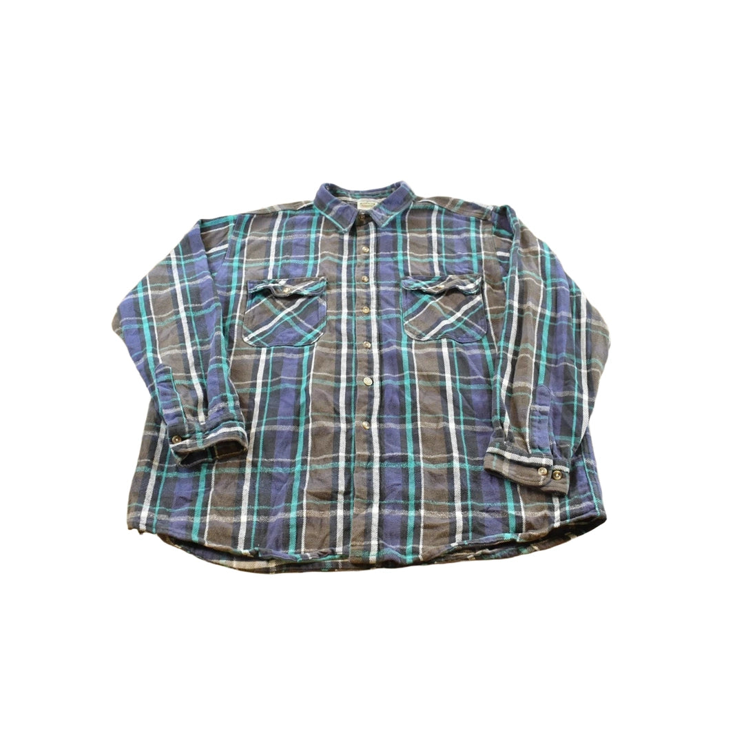 Vintage 2000s Five Brother Plaid Flannel Button Up Shirt Men's XLT