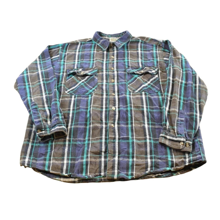 Vintage 2000s Five Brother Plaid Flannel Button Up Shirt Men's XLT