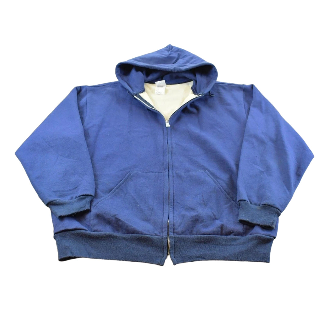 Vintage 1990s Sno King Blue Thermal Lined Full Zip Up Hoodie Sweatshirt Men's XL