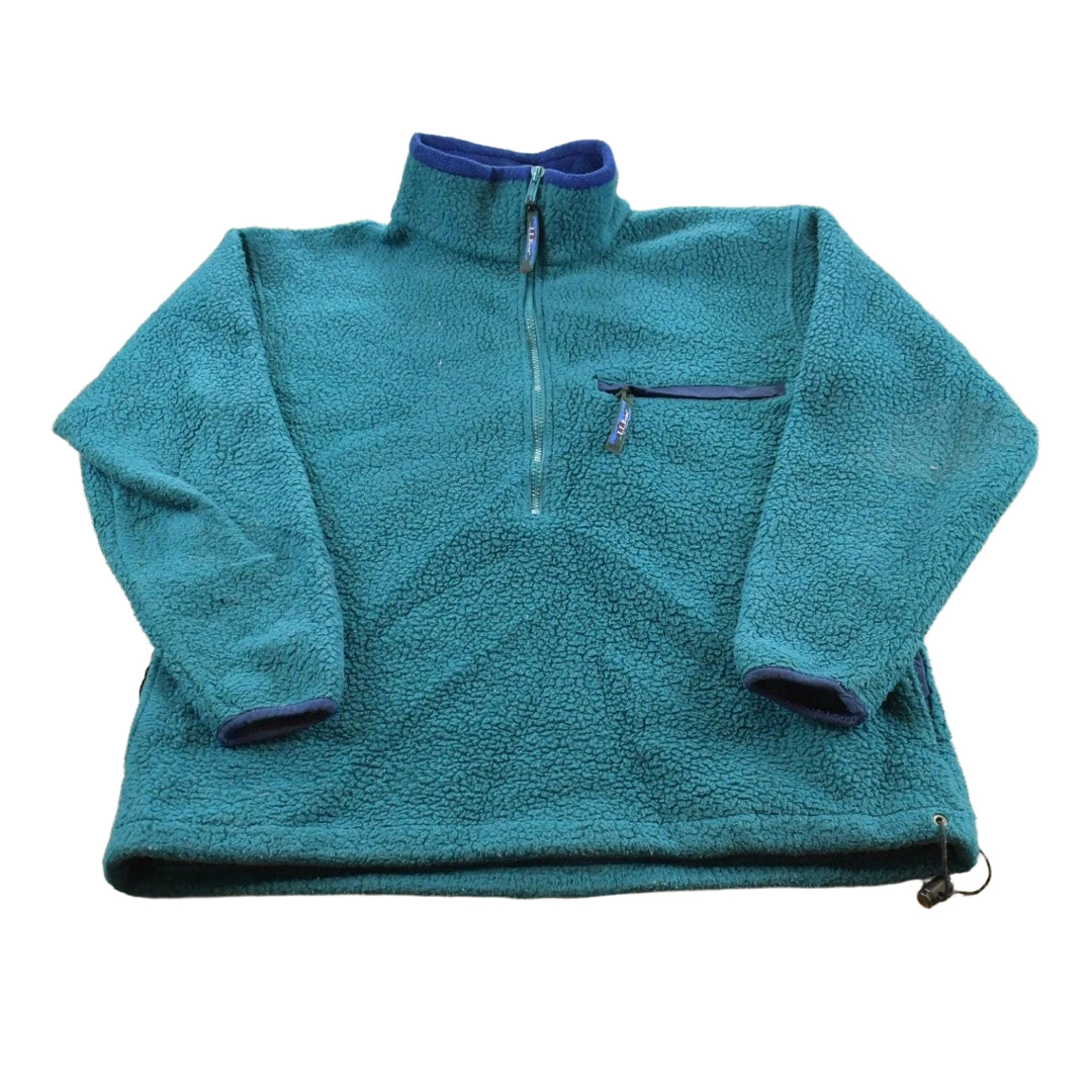 Vintage Y2K LL Bean Quarter Zip Fleece Outdoorsman Sweater Men's M