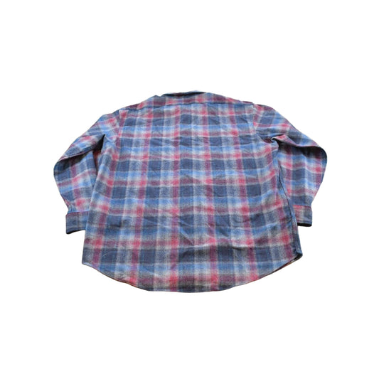 Vintage 1980s Pendleton Wool Plaid Flannel Button Up Shirt Men's L