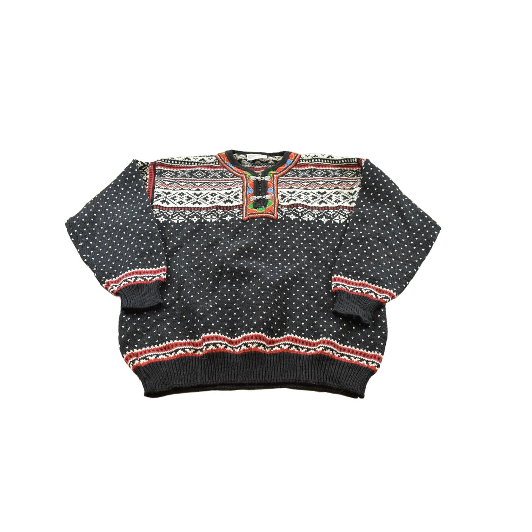 Vintage 1990s Norwear Wool Knit Abstract Pattern Sweater Men's L