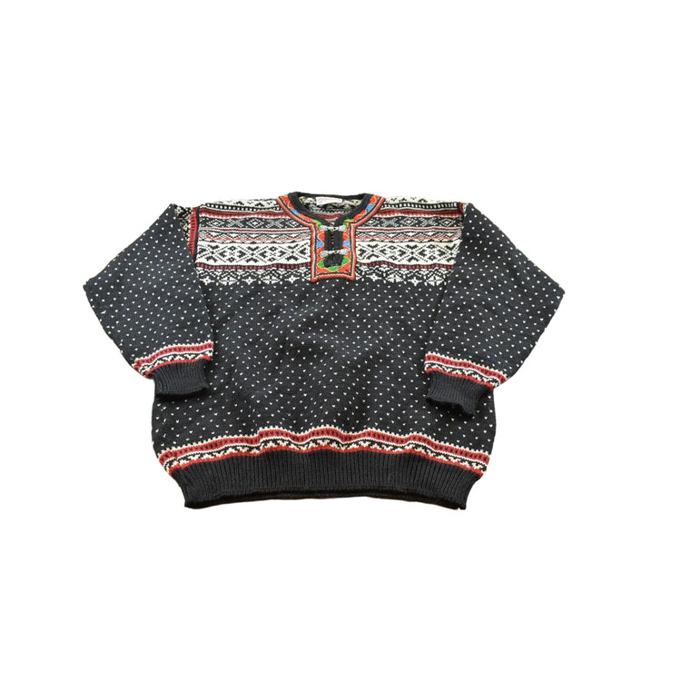 Vintage 1990s Norwear Wool Knit Abstract Pattern Sweater Men's L