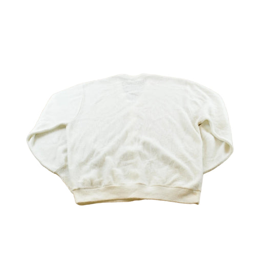 Vintage 1980s Izod Lacoste White Acrylic Knit Cardigan Sweater Men's L