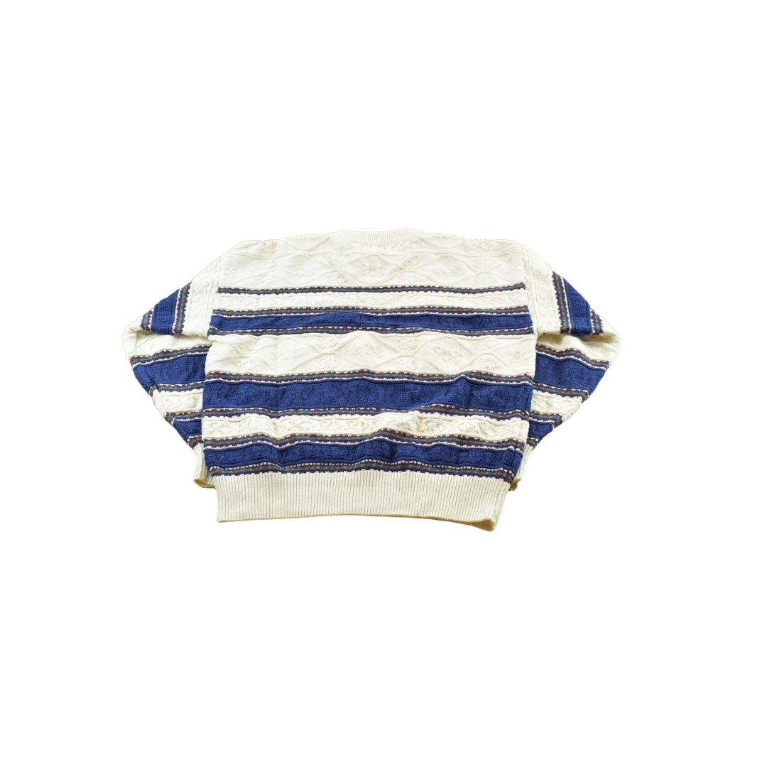 Vintage 1990s 417 Van Heusen Striped Cotton Knit Crewneck Sweater Men's M