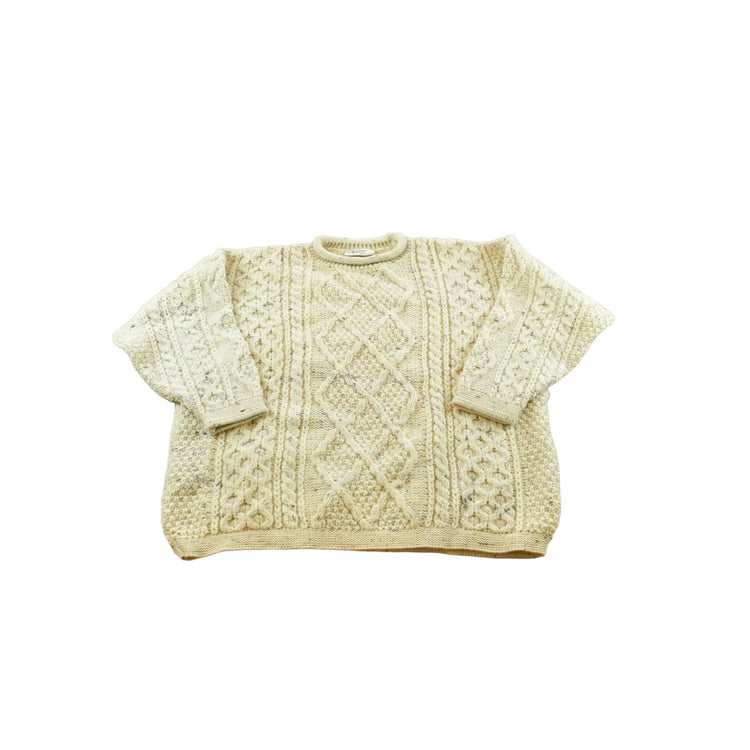 Vintage 1980s Western Island Wool 3D Cable Knit Sweater Men's XL