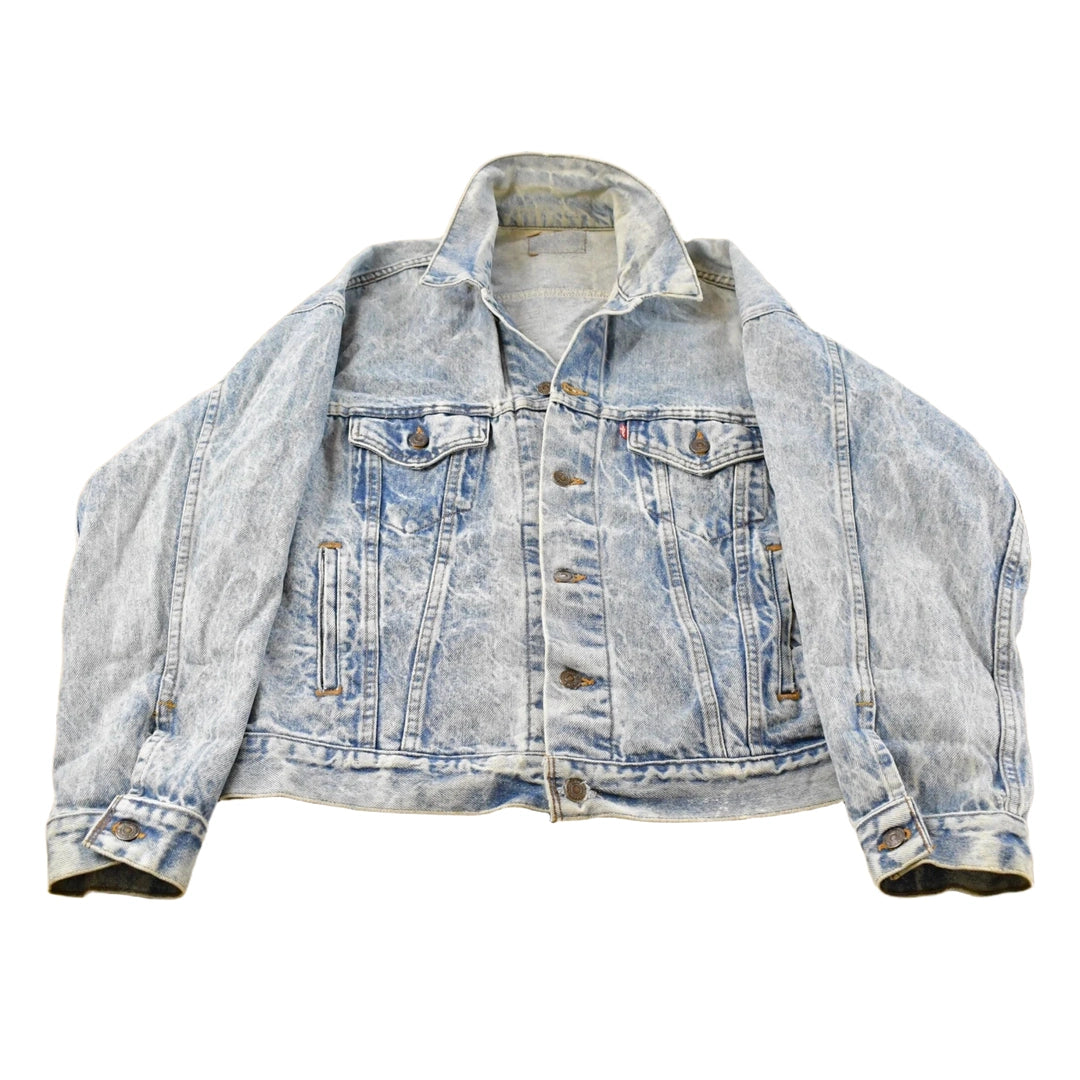Vintage 1980s Levi's Acid Wash Denim Jean Trucker Jacket Men's XL