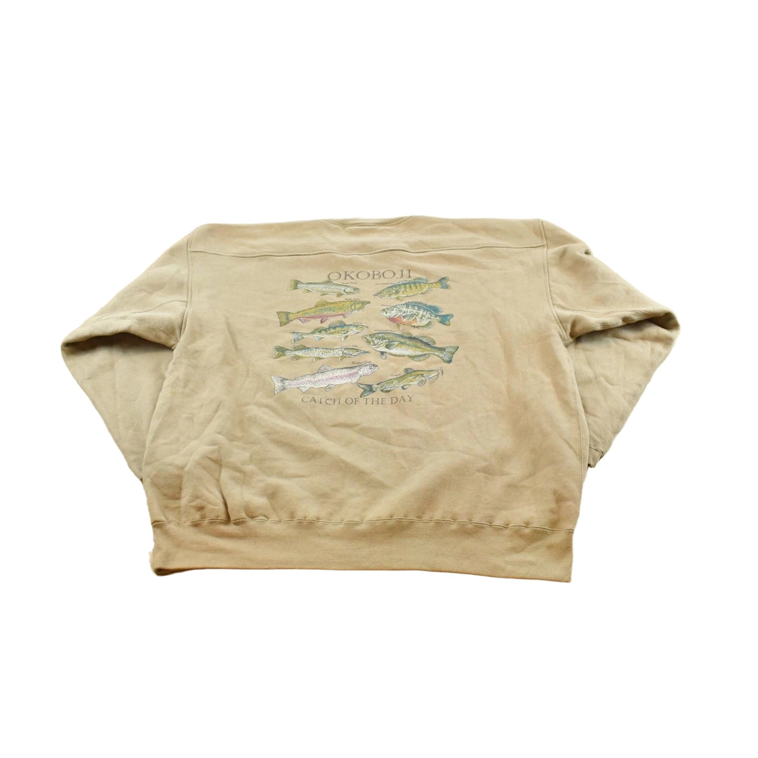 Vintage 1990s Galt Sand Okoboji Angler Fishing Crewneck Sweatshirt Men's 2XL