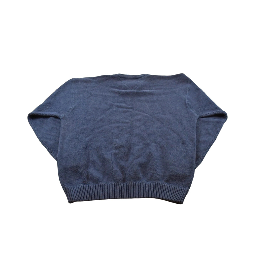 Vintage 1990s Tommy Hilfiger Cotton Knit Crest Logo Crewneck Sweater Men's M