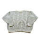 Vintage 1980s Gray 3D Cable Knit Crewneck Sweater Men's M