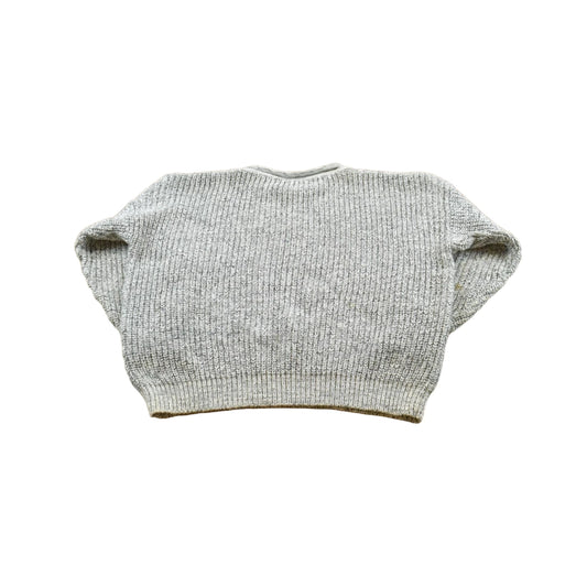 Vintage 1980s Gray 3D Cable Knit Crewneck Sweater Men's M