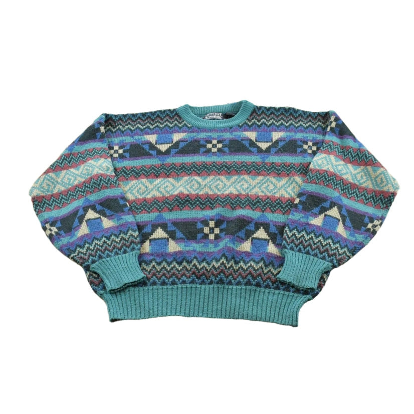 Vintage 1990s Van Heusen Acrylic Knit Striped Crewneck Sweater Men's M