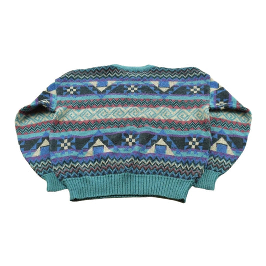 Vintage 1990s Van Heusen Acrylic Knit Striped Crewneck Sweater Men's M