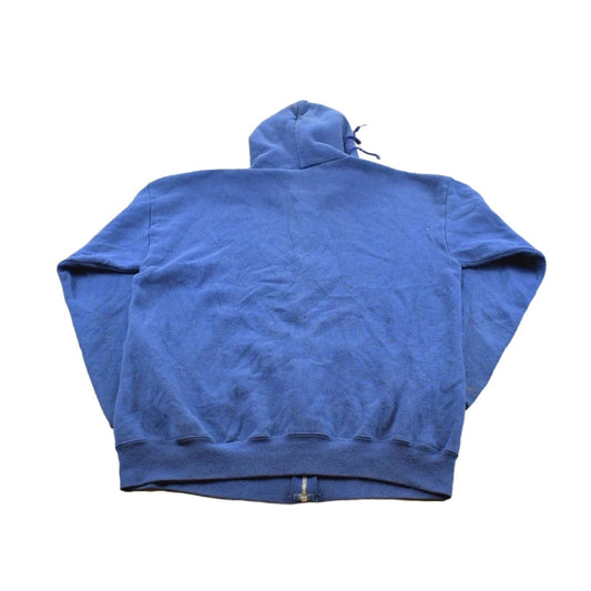Vintage 1990s Sturdy Sweats Full Zip Up Blank Blue Hoodie Sweatshirt Men's L