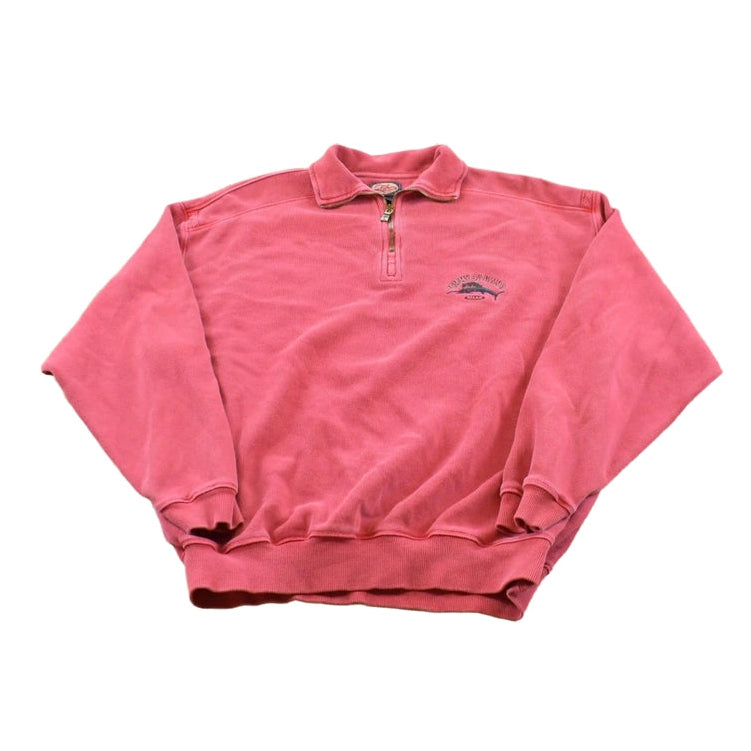 Vintage 1990s Tommy Bahama Embroidered Quarter Zip Sweatshirt Men's M