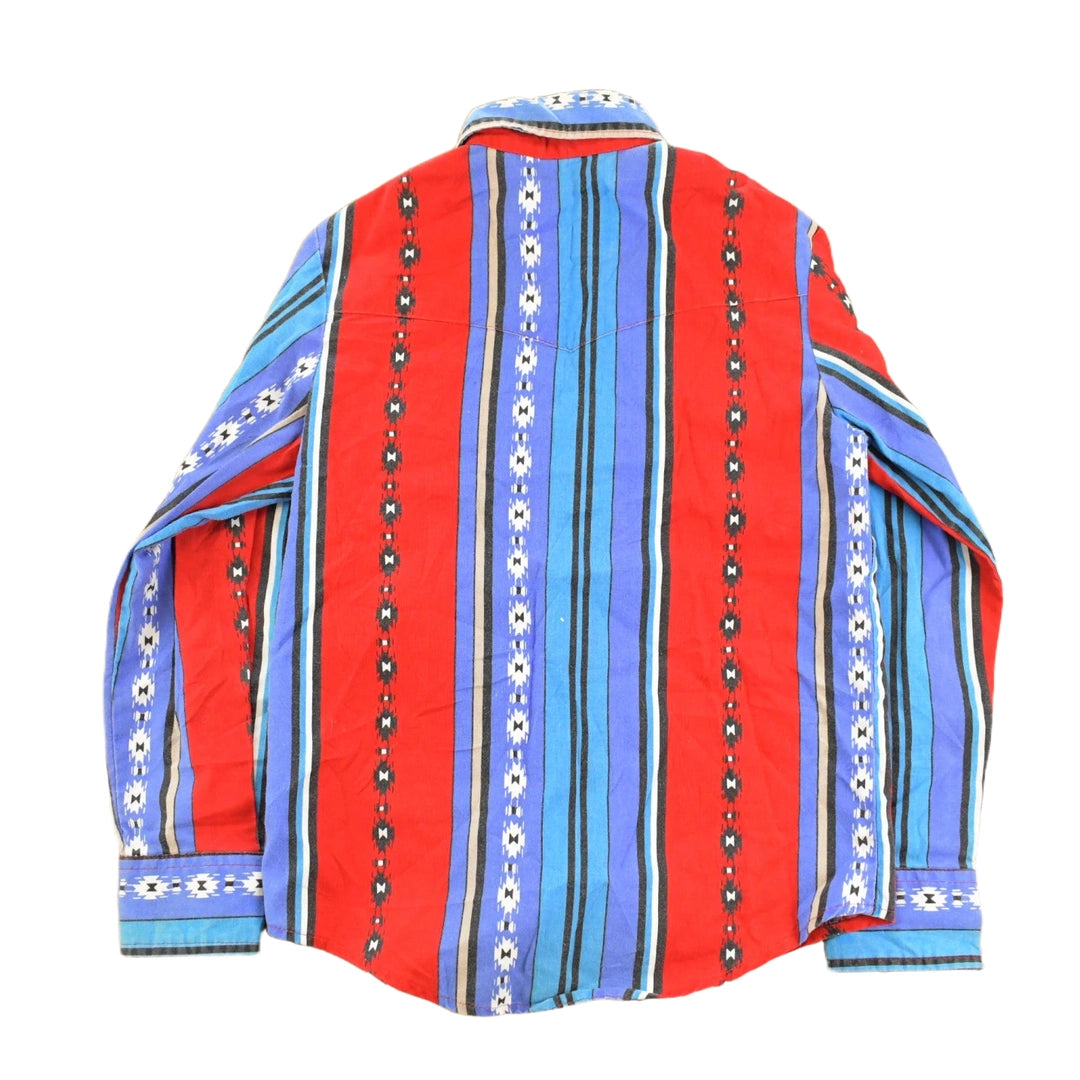 Vintage 1990s Wrangler Western Aztec Striped Pearl Snap Button Up Shirt Men's XS