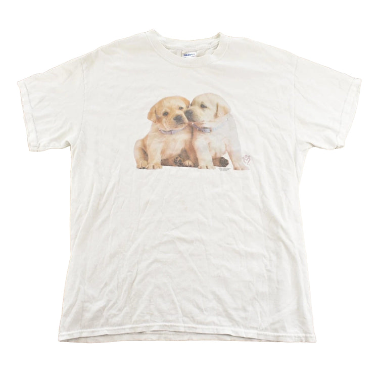 Vintage 2000s Cute Labrador Puppies Graphic Print T-Shirt Men's L
